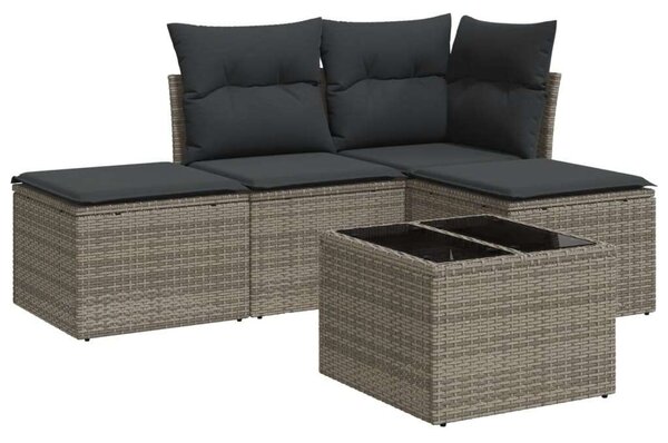VidaXL Polyrattan Kerti Ülőgarnitúra - 5 részes - Szürke