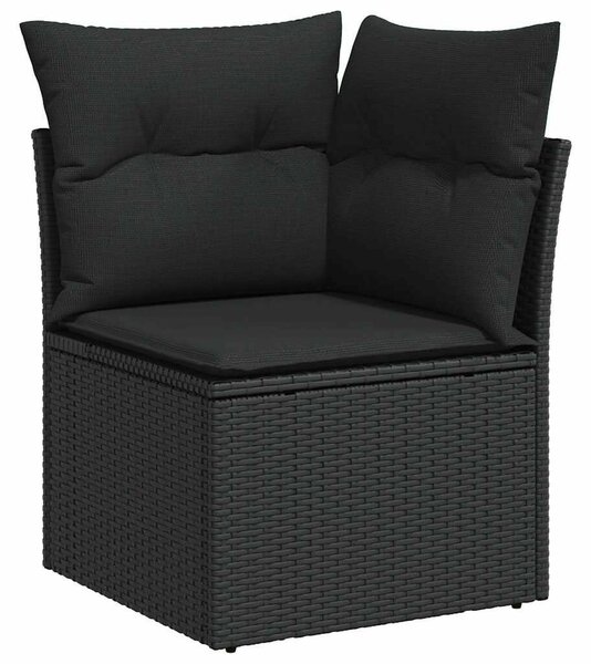 VidaXL 7 részes fekete polyrattan kerti ülőgarnitúra párnával