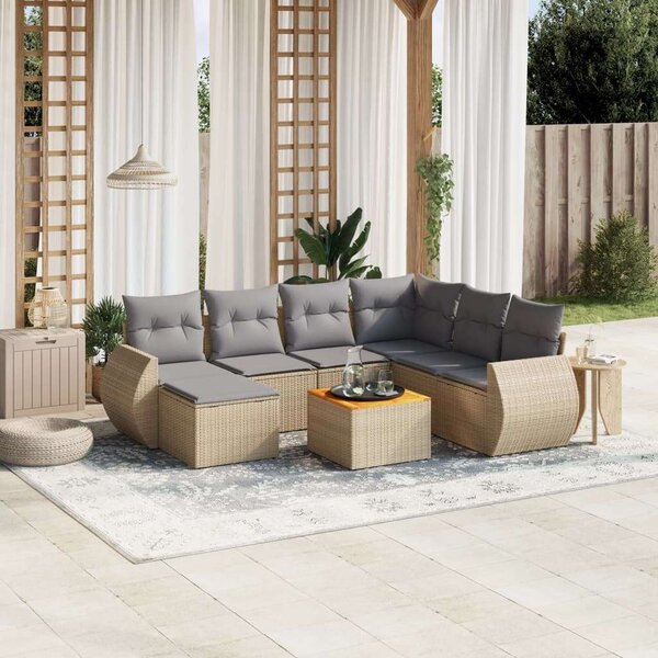 VidaXL Polyrattan Kerti Ülőgarnitúra - 8 részes, Bézs