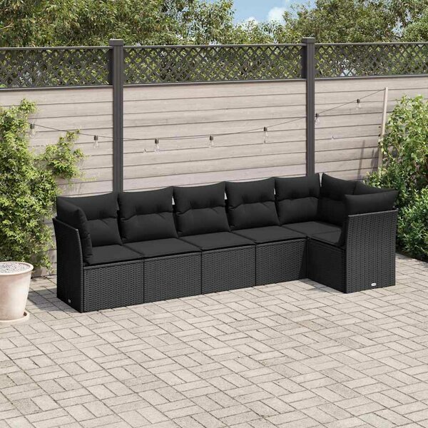 VidaXL Polyrattan Kerti Ülőgarnitúra - 6 részes - Fekete