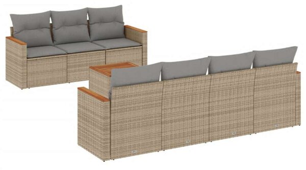 VidaXL Polyrattan Kerti Ülőgarnitúra - 8 részes - Bézs