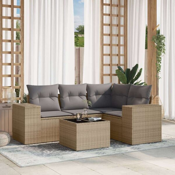 VidaXL Polyrattan Kerti Ülőgarnitúra - 5 részes - Bézs