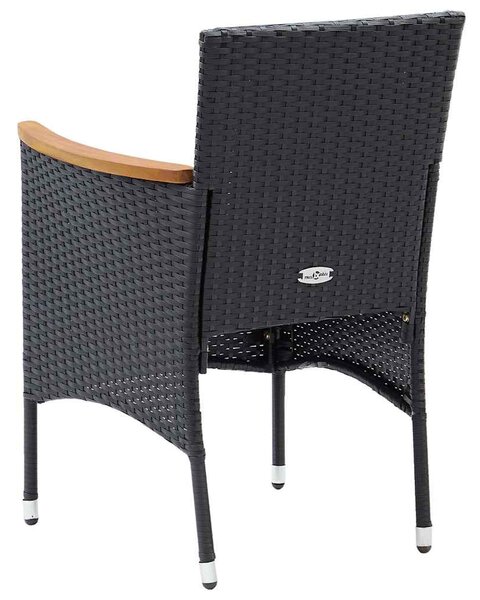 4 db fekete polyrattan kerti étkezőszék