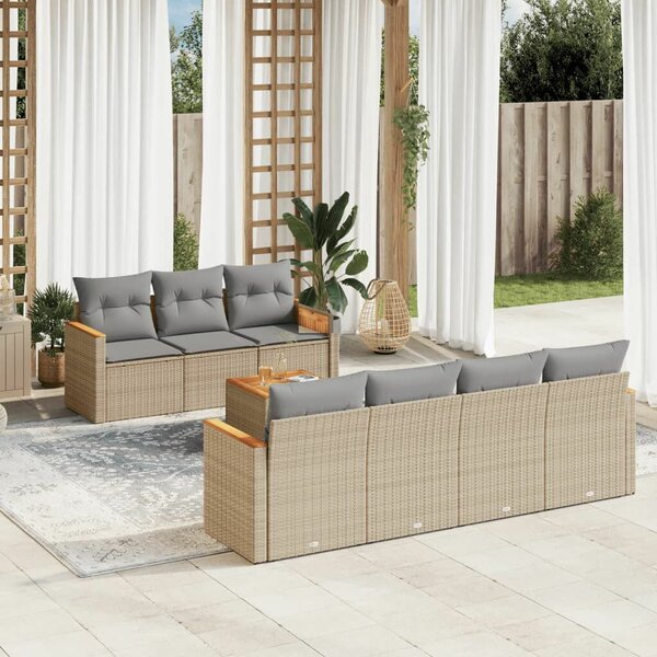 VidaXL Polyrattan Kerti Ülőgarnitúra - 8 részes - Bézs