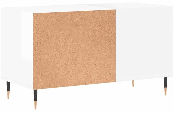 Magasfényű fehér szerelt fa hanglemezszekrény 85x38x48 cm