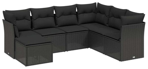 VidaXL Polyrattan Kerti Ülőgarnitúra - 7 részes - Fekete