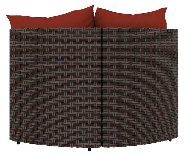2 db barna polyrattan kerti sarokkanapé párnákkal