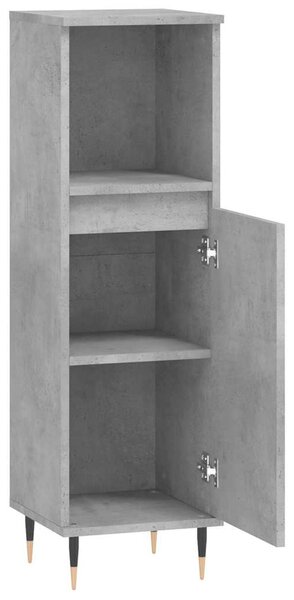 Betonszürke szerelt fa fürdőszobaszekrény 30 x 30 x 100 cm