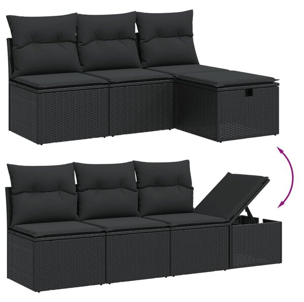 VidaXL Polyrattan Kerti Ülőgarnitúra - 9 részes - Fekete
