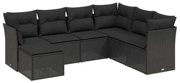 VidaXL Polyrattan Kerti Ülőgarnitúra - 7 részes - Fekete