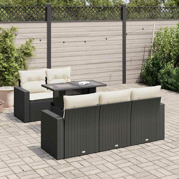VidaXL Polyrattan Kerti Ülőgarnitúra - 6 részes - Fekete