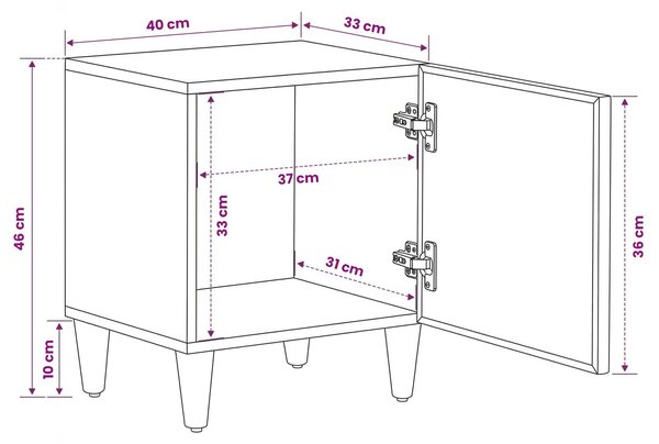 VidaXL Éjjeli asztal Barna 40 x 33,5 x 46 cm Tömör Mangófát