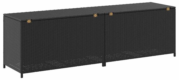 Fekete polyrattan kerti tárolóláda 200 x 50 x 60 cm
