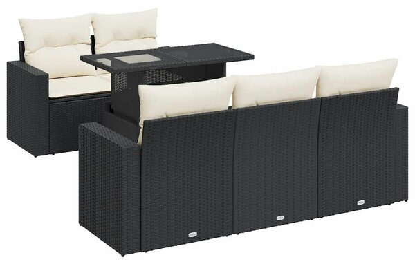 VidaXL Polyrattan Kerti Ülőgarnitúra - 6 részes - Fekete