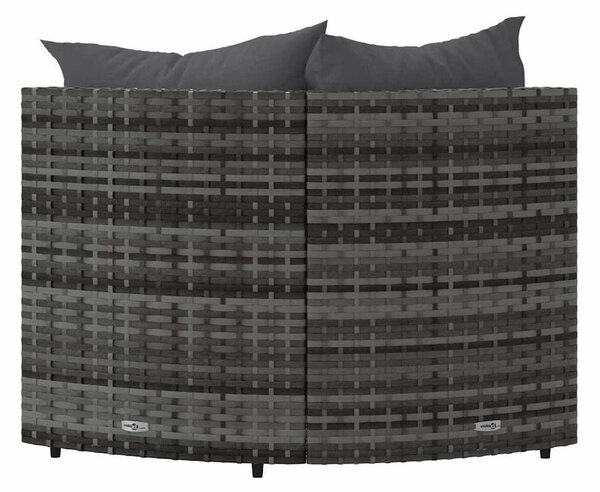 2 db szürke polyrattan kerti sarokkanapé párnával