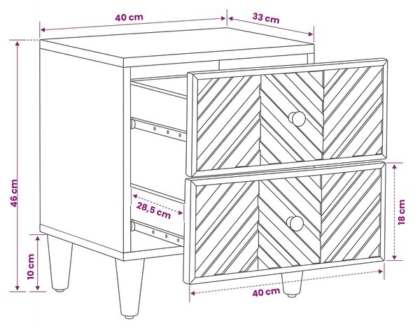 VidaXL Éjjeli asztal 2 pcs Barna 40 x 33,5 x 46 cm Tömör Mangófát