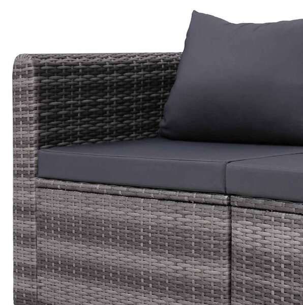 3-részes szürke polyrattan kerti ülőgarnitúra párnákkal