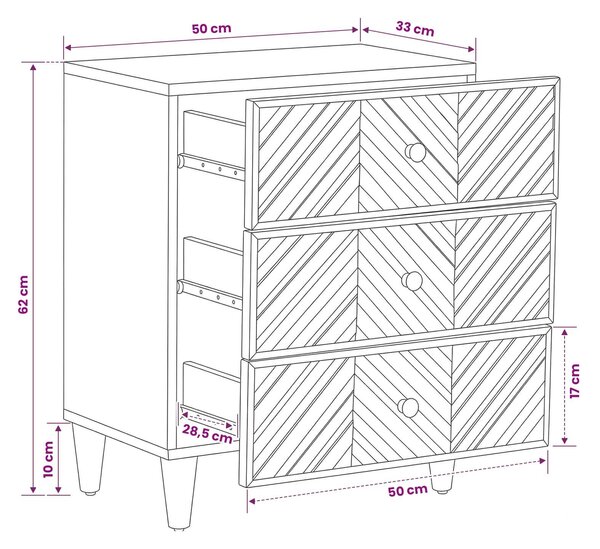 VidaXL Éjjeli asztal fiókkal Barna 50 x 33 x 60 cm Tömör Mangófát