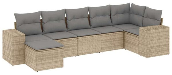 VidaXL Polyrattan Kerti Ülőgarnitúra - 7 részes - Bézs