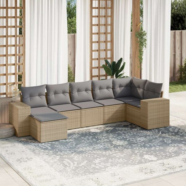 VidaXL Polyrattan Kerti Ülőgarnitúra - 7 részes - Bézs
