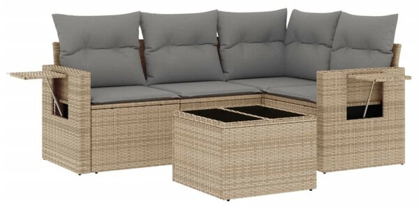 VidaXL Polyrattan Kerti Ülőgarnitúra - 5 részes - Bézs