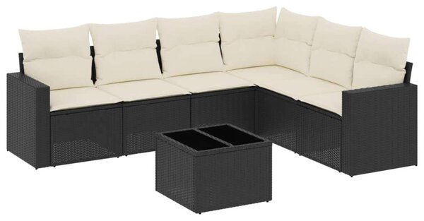 VidaXL Polyrattan Kerti Ülőgarnitúra - 7 részes, Fekete