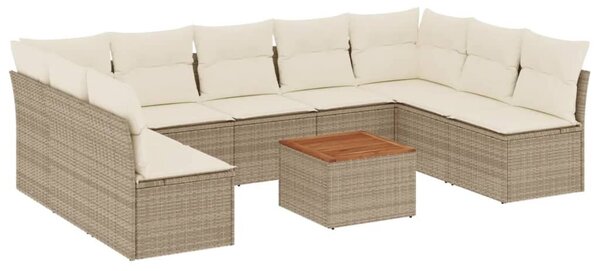 VidaXL 10 részes bézs polyrattan kerti ülőgarnitúra párnával