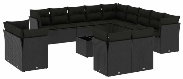 VidaXL Polyrattan Kerti Ülőgarnitúra - 14 részes - Fekete