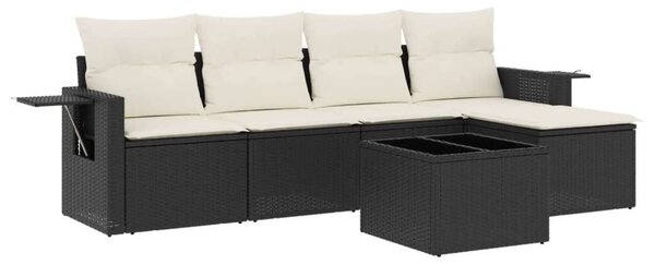 Polyrattan Kerti Ülőgarnitúra - 6 részes - Fekete