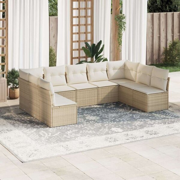 VidaXL Polyrattan Kerti Ülőgarnitúra - 9 részes - Bézs