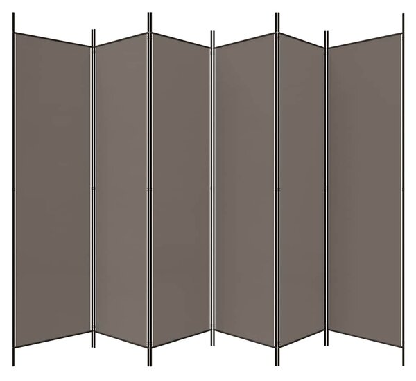 6 paneles antracitszürke szövet térelválasztó 300x200 cm