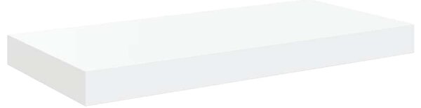2 db magasfényű fehér MDF lebegő fali polc 50 x 23,5 x 3,8 cm