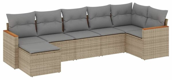 VidaXL 7 részes vegyes bézs polyrattan kerti ülőgarnitúra párnákkal
