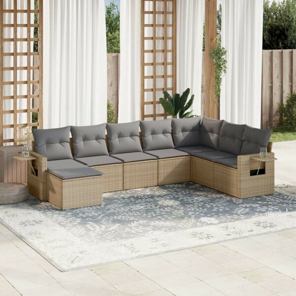 VidaXL Polyrattan Kerti Ülőgarnitúra - 8 részes - Bézs