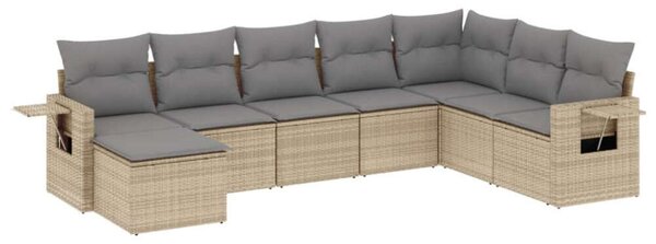 VidaXL Polyrattan Kerti Ülőgarnitúra - 8 részes - Bézs