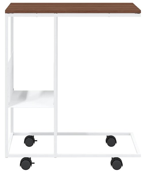 Fehér szerelt fa kisasztal kerekekkel 55x36x63,5 cm