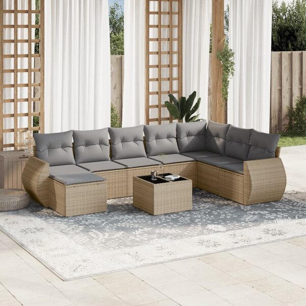 VidaXL Polyrattan Kerti Ülőgarnitúra - 9 részes - Bézs