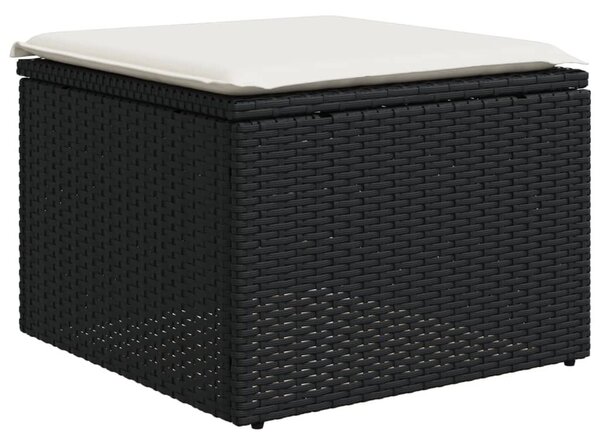 VidaXL 10 részes fekete polyrattan kerti ülőgarnitúra párnákkal