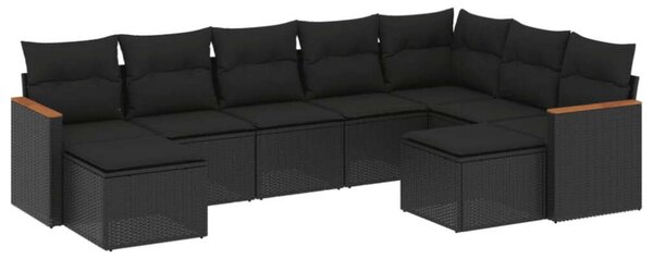 VidaXL 9 részes Polyrattan Kerti Ülőgarnitúra - Fekete