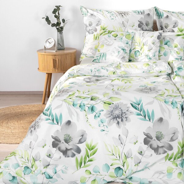 Goldea pamut ágyneműhuzat deluxe - eucalyptus virágok 140 x 200 és 70 x 90 cm