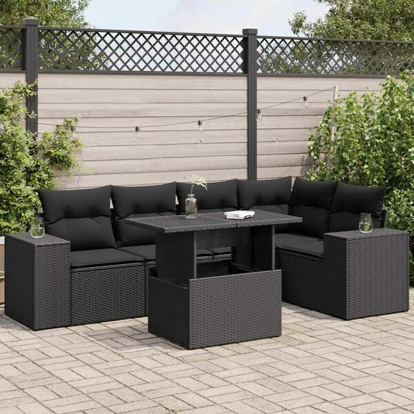 VidaXL Polyrattan Kerti Ülőgarnitúra - 6 részes - Fekete