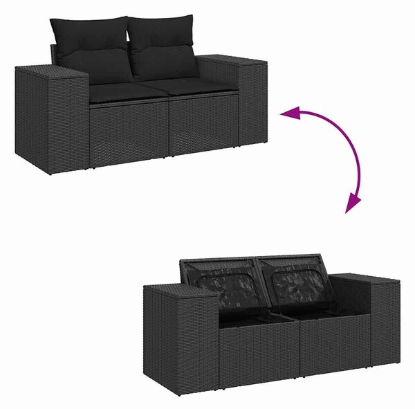 VidaXL Polyrattan Kerti Ülőgarnitúra - 6 részes - Fekete
