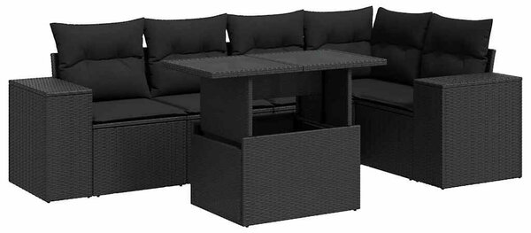 VidaXL Polyrattan Kerti Ülőgarnitúra - 6 részes - Fekete