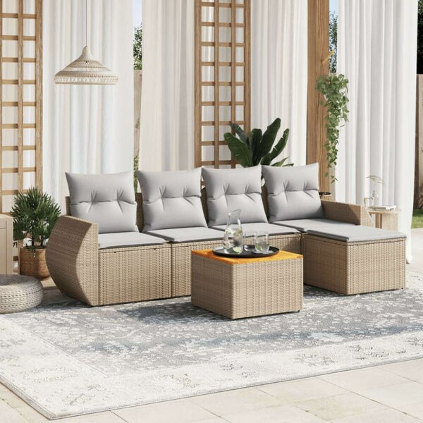 VidaXL Polyrattan Kerti Ülőgarnitúra - 6 részes - Bézs