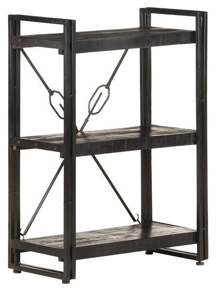 3 szintes fekete tömör mangófa könyvespolc 60 x 30 x 80 cm