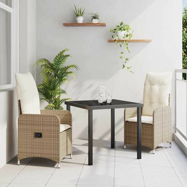 Kert étkező szett párnával 3 pcs Bézs Poli rattan