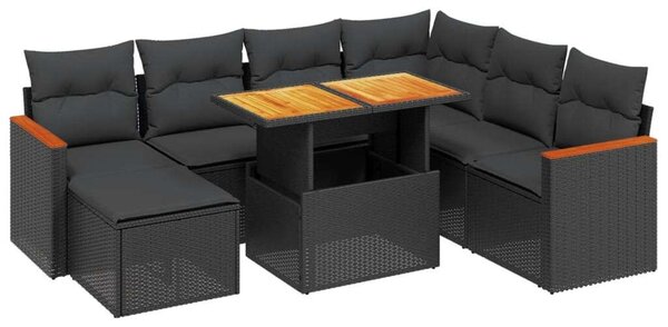 VidaXL 8 részes Polyrattan Kerti Ülőgarnitúra - Fekete