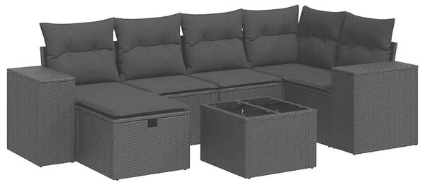VidaXL Polyrattan Kerti Ülőgarnitúra - 7 részes - Fekete