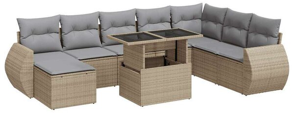 VidaXL Polyrattan Kerti Ülőgarnitúra - 9 részes - Bézs