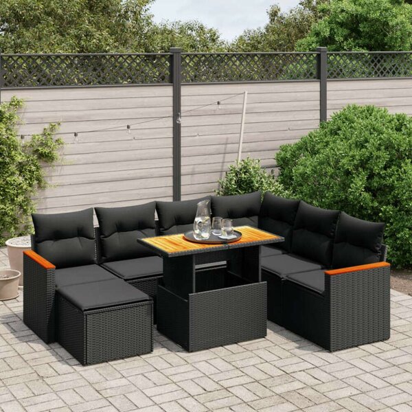 VidaXL 8 részes Polyrattan Kerti Ülőgarnitúra - Fekete